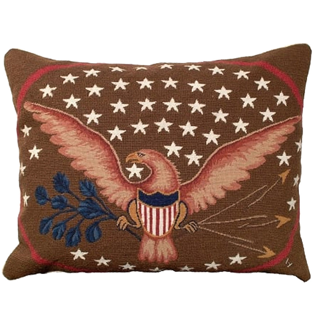 American Eagle and Stars Decorative Needlepoint Throw Pillow, Size: 16x20