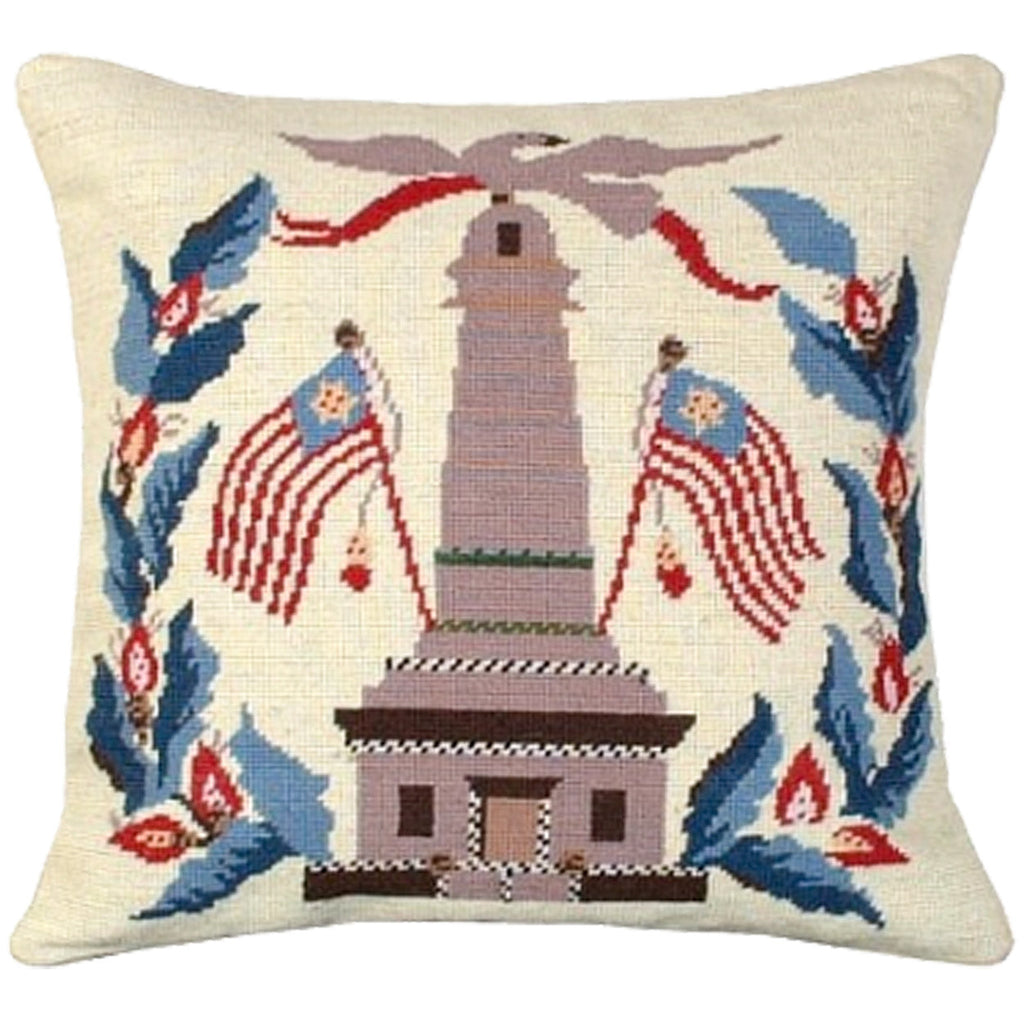 American Monument Flag Baltimore Quilt Needlepoint Throw Pillow, Size: 18x18