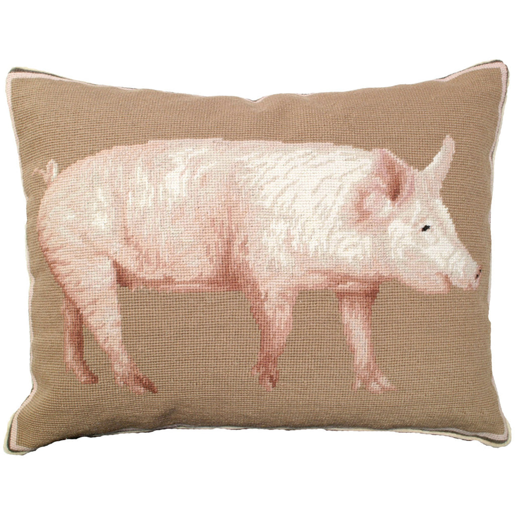 American Yorkshire Pig Decorative Farm Needlepoint Pillow, Size: 16x20