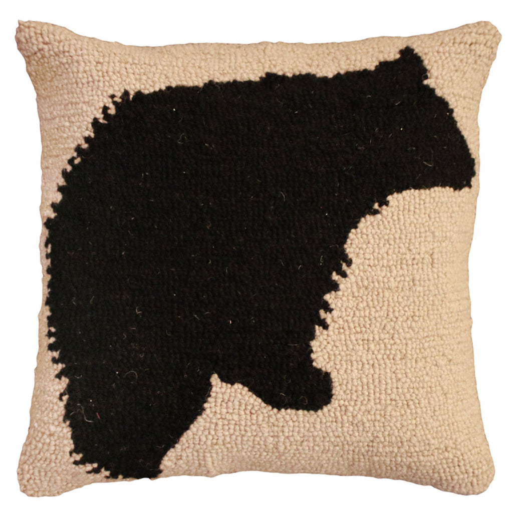 Black Bear Rustic Lodge Decorative Cabin Hooked Throw Pillow, Size: 18x18