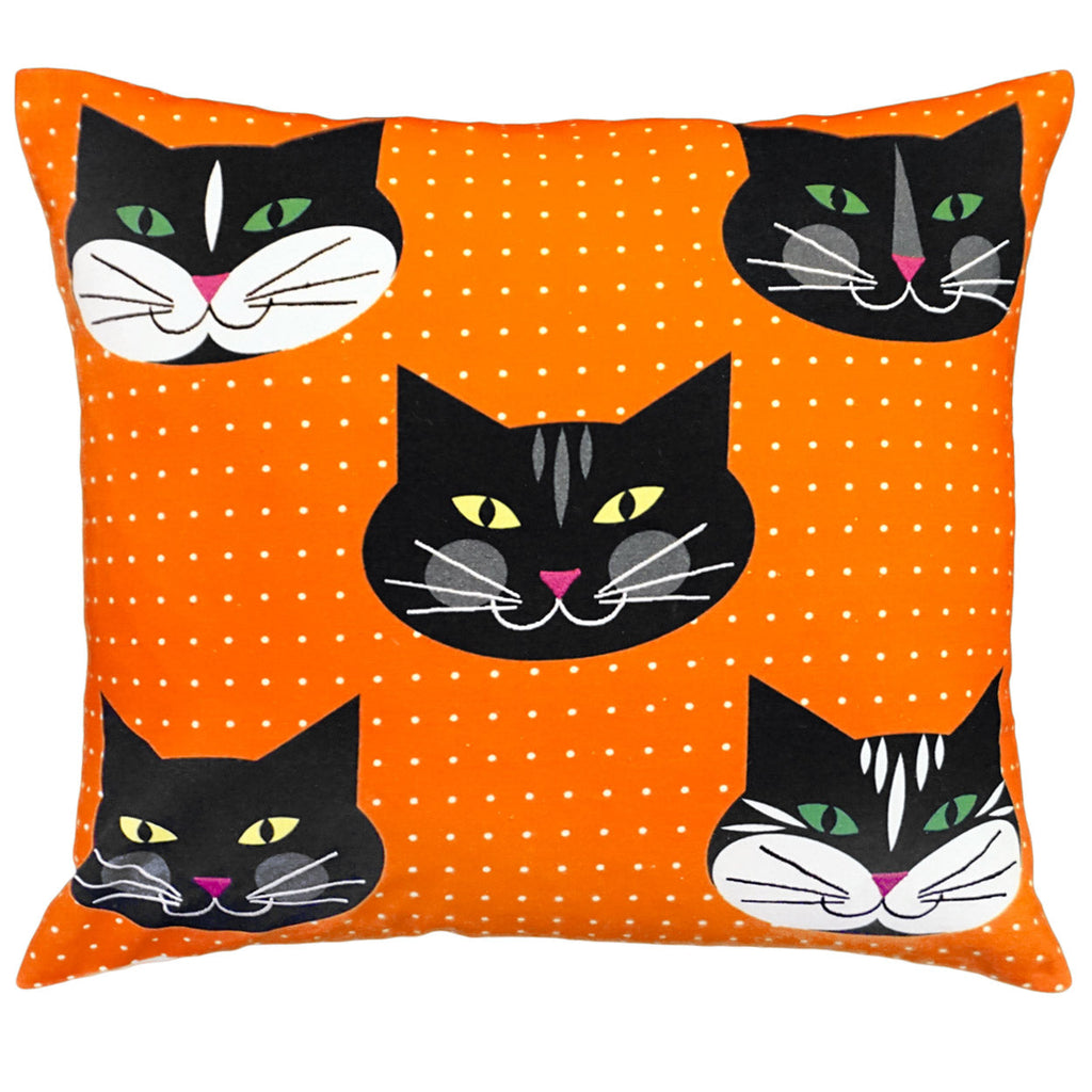 Black Cats Design Decorative Orange Throw Pillow, Size: 20x20