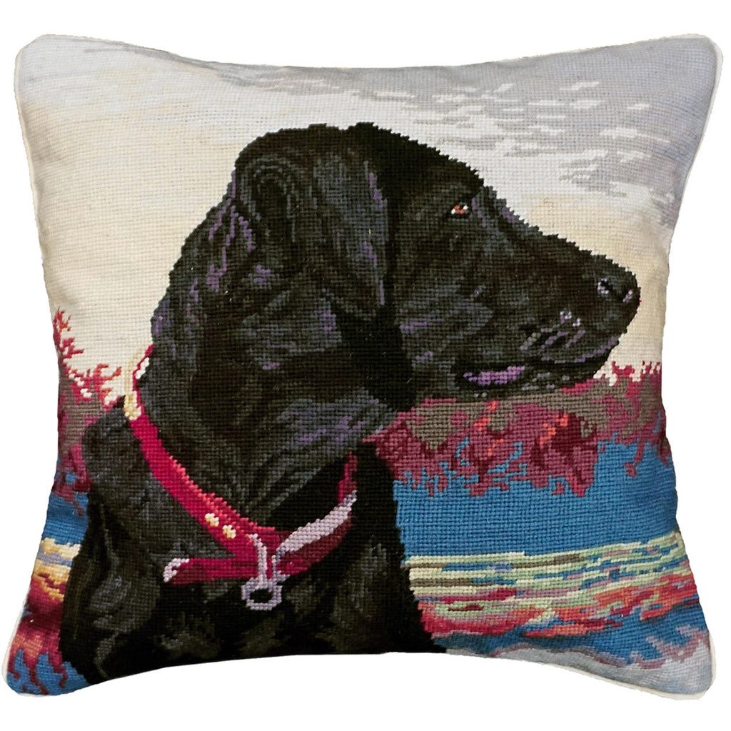 Black Lab Dog Decorative Needlepoint Pillow, Size: 18x18