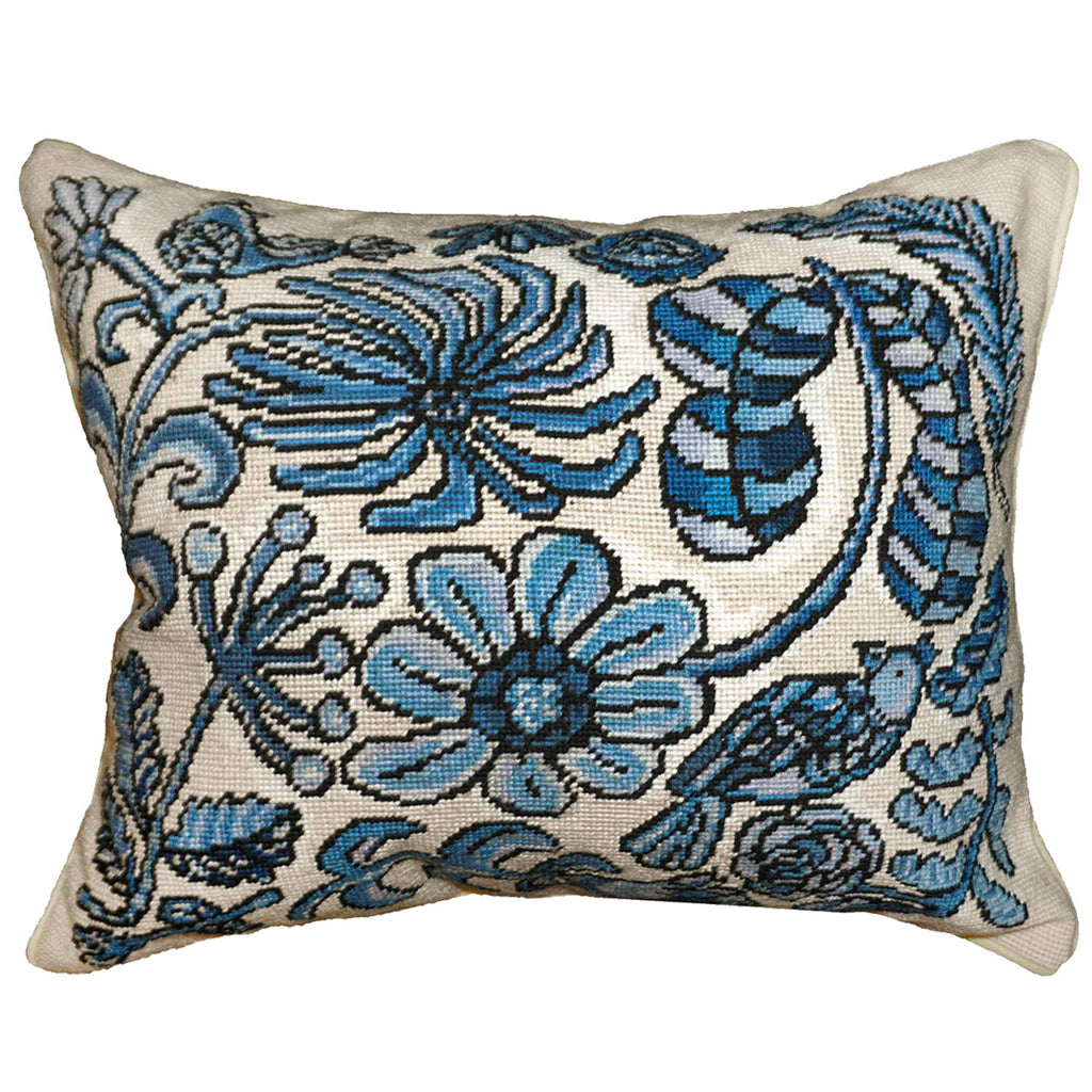 Bloomer Morning Gilhooly Delft Blue Decorative Floral Pillow, Size: 16x20