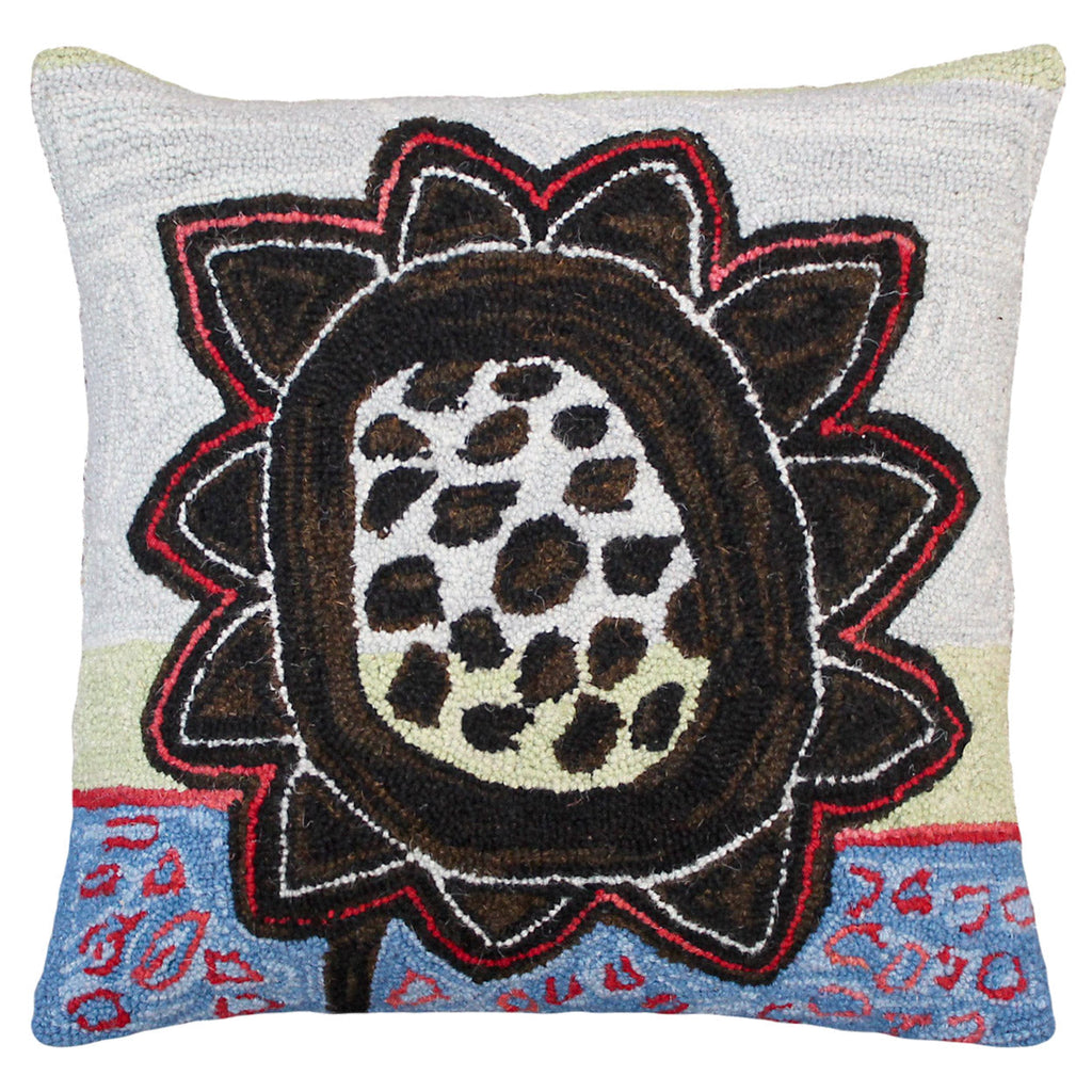 Brown Abstract Floral Decorative Hooked Throw Pillow, Size: 20x20
