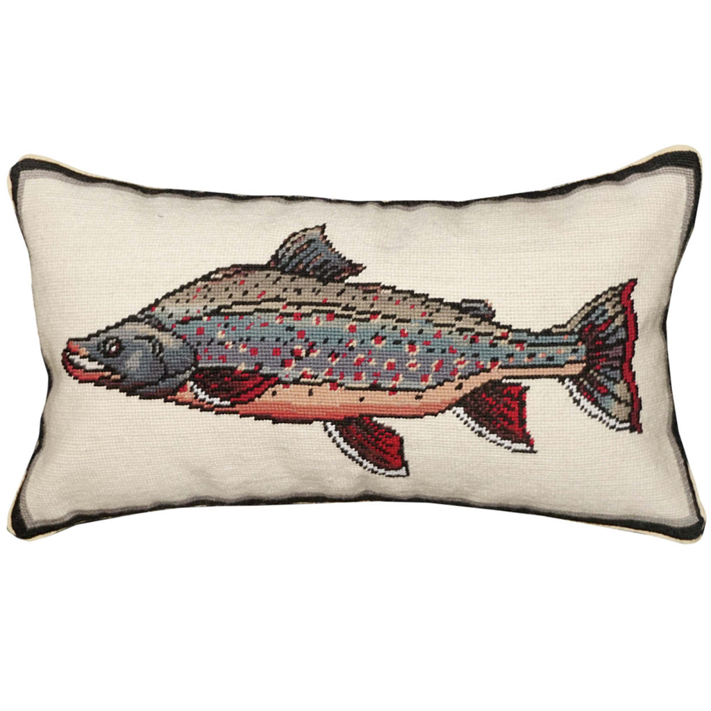 Brown Dolly Varden Swimming Fish Wildlife Needlepoint Pillow, Size: 12x21