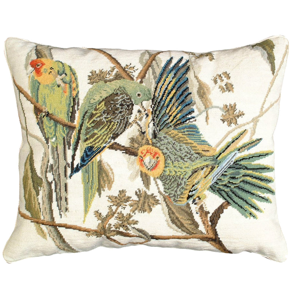 Carolina Parrot Audubon Wildlife Needlepoint Throw Pillow, Size: 16x20