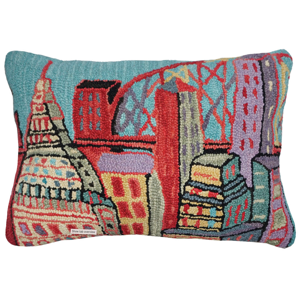 Colorful City Friends Hooked Throw Pillow, Size: 16x20