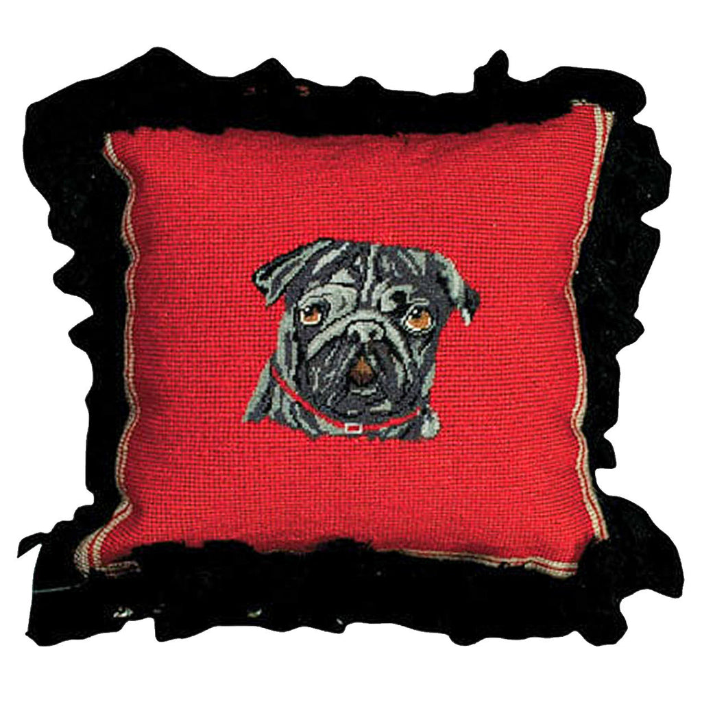 Decorative Black Pug Dog Throw Pillow, Size: 12x12