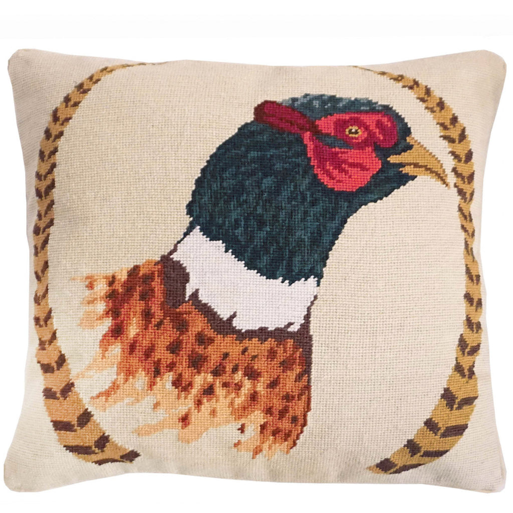 Lodge Style Rustic Pheasant Feathers Outdoor Wildlife Bird Pillow, Size: 18x18