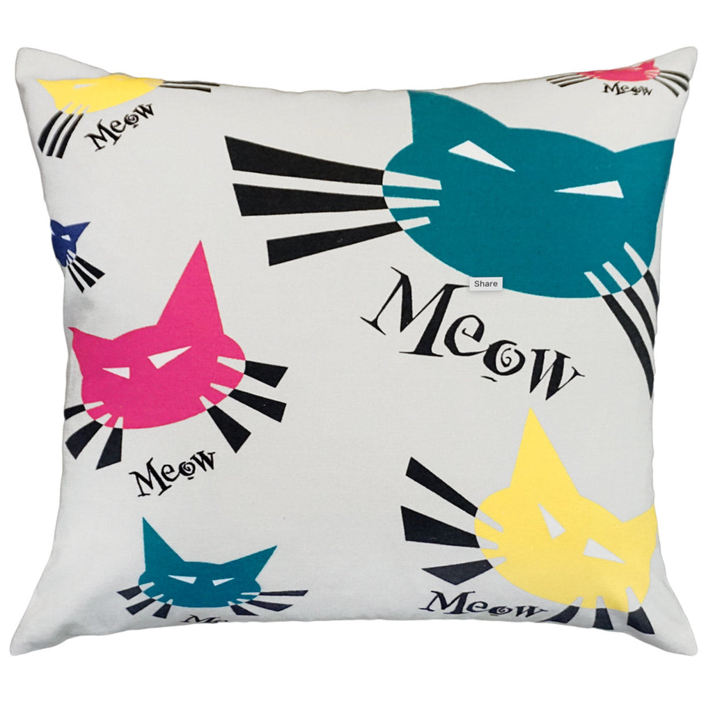 Meow Cat Lovers Design Decorative Throw Pillow, Size: 20x20