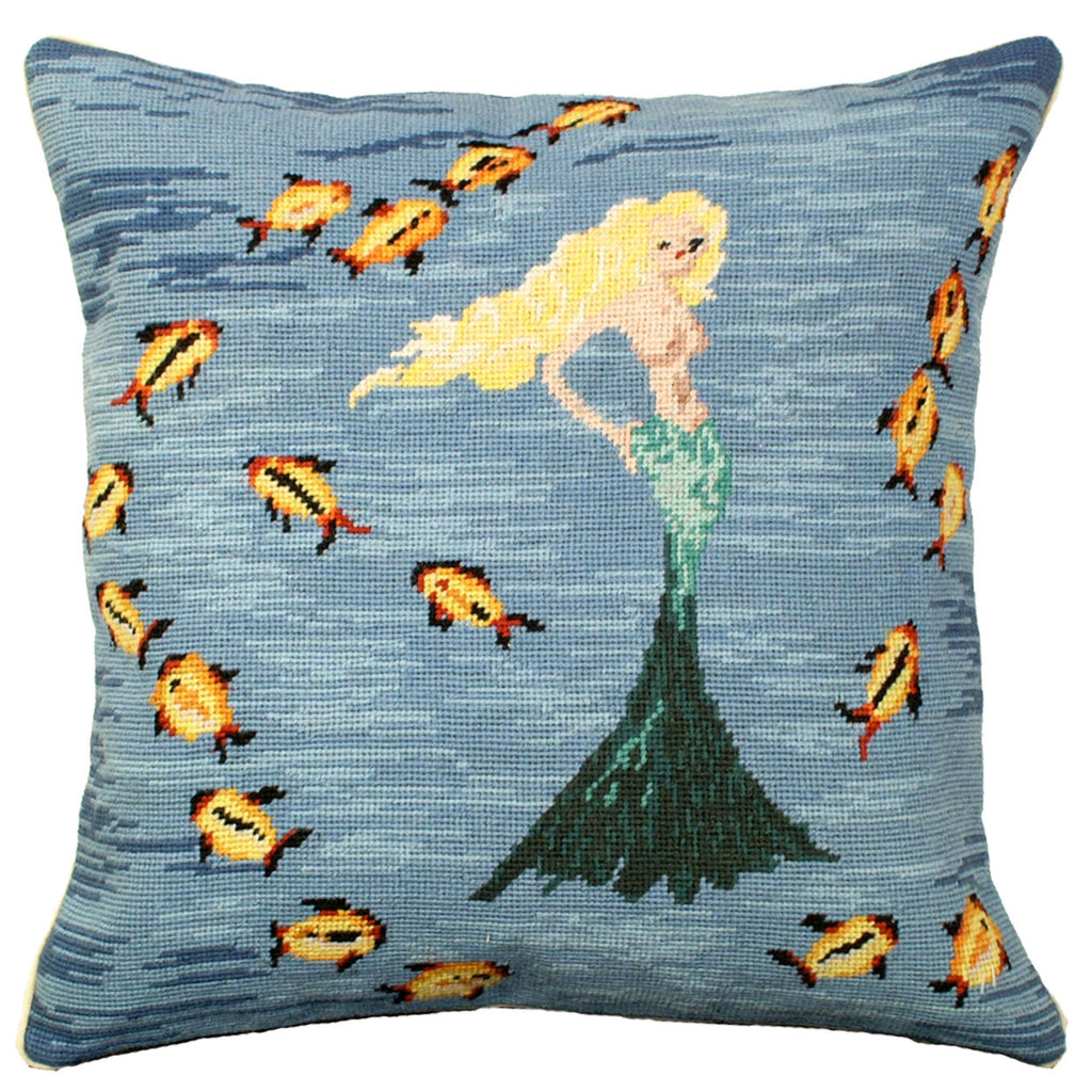 Mermaid Swimming Fish Decorative Beach Throw Pillow, Size: 18x18