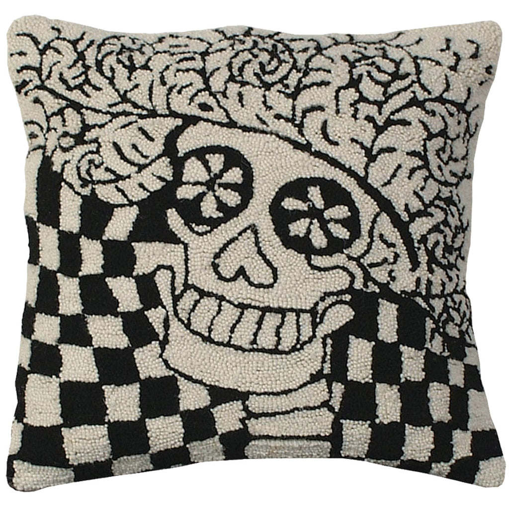 Mexican Day Of The Dead Decorative Hooked Pillow, Size: 18x18