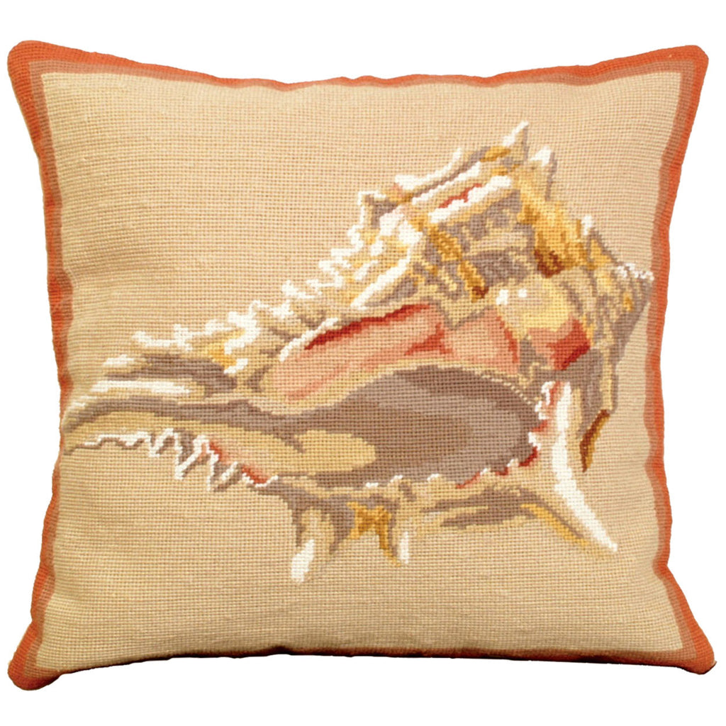 Murex Conch Shell Nautical Beach Decorative Throw Pillow, Size: 18x18