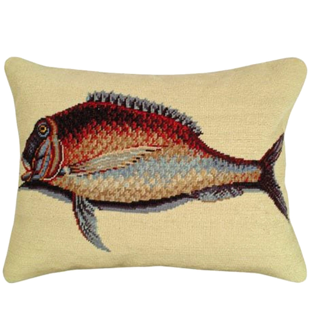 Mutton Fish Wildlife Nautical Rustic Needlepoint Pillow, Size: 16x20