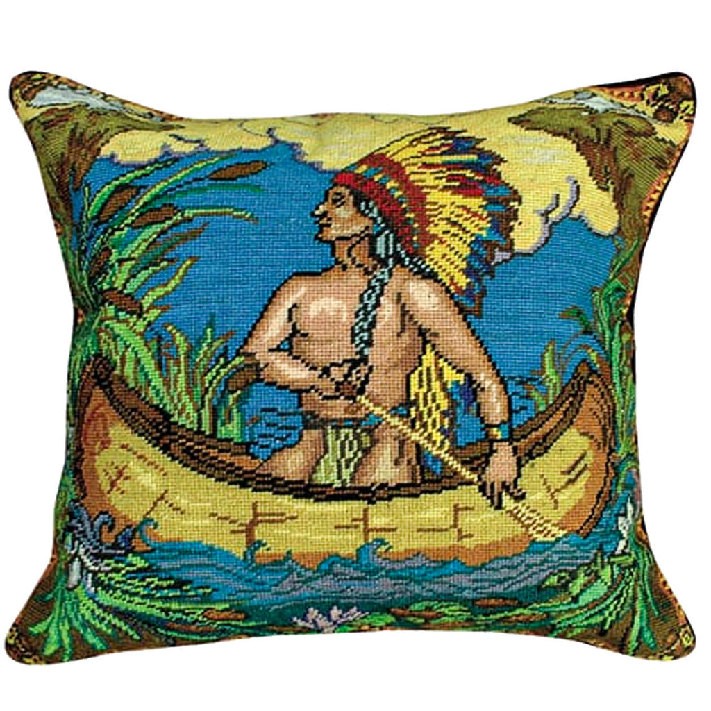 Native American Canue Outdoor Nature Decorative Throw Pillow, Size: 20x20