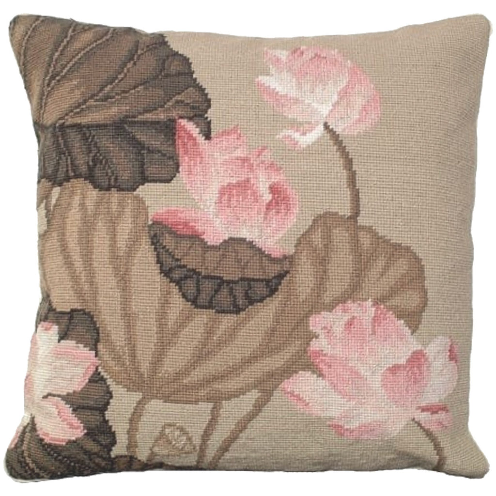 Pink Fall Lotus Flower Throw Pillow, Size: 18x18