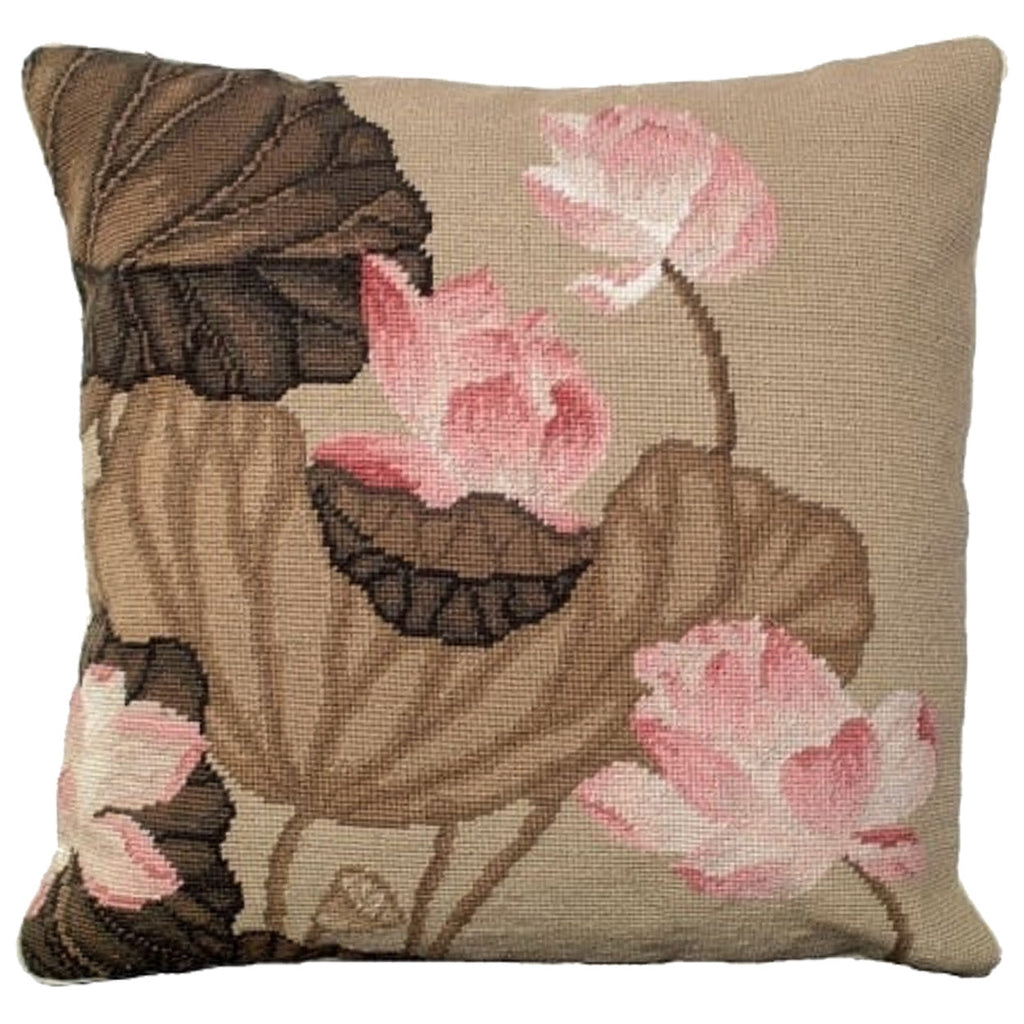 Pink Fall Lotus Leaf Floral Decorative Throw Pillow, Size: 18x18