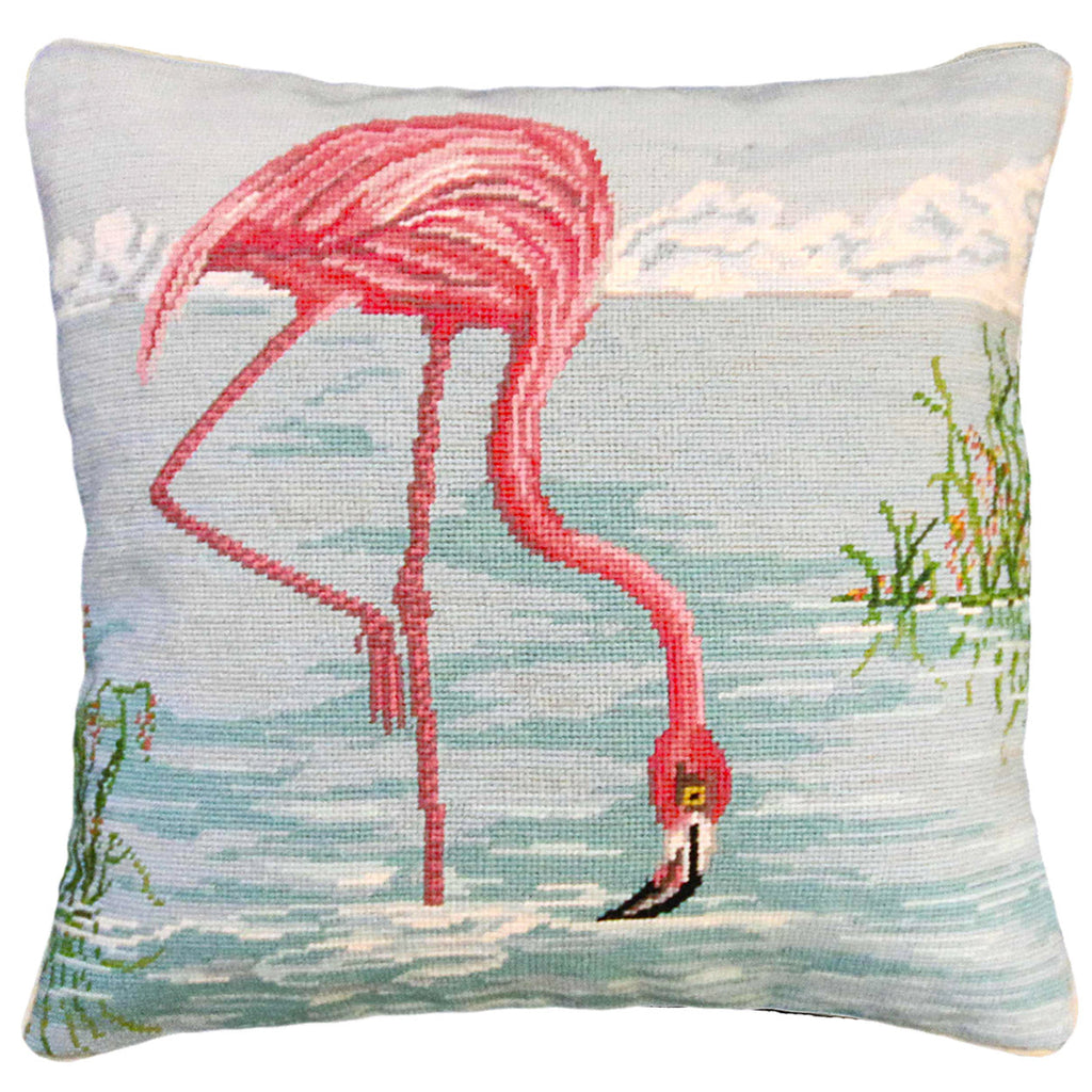 Pink Flamingo Decorative Nautical Beach Throw Pillow, Size: 18x18