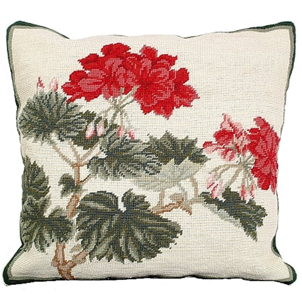 Red Geranium White Floral Decorative Throw Pillow, Size: 18x18