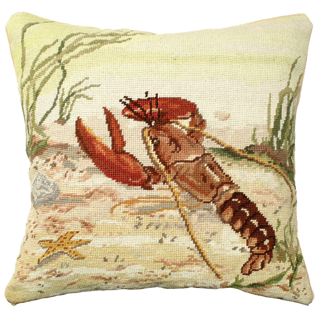 Red Lobster Decorative Nautical Needlepoint Throw Pillow, Size: 18x18