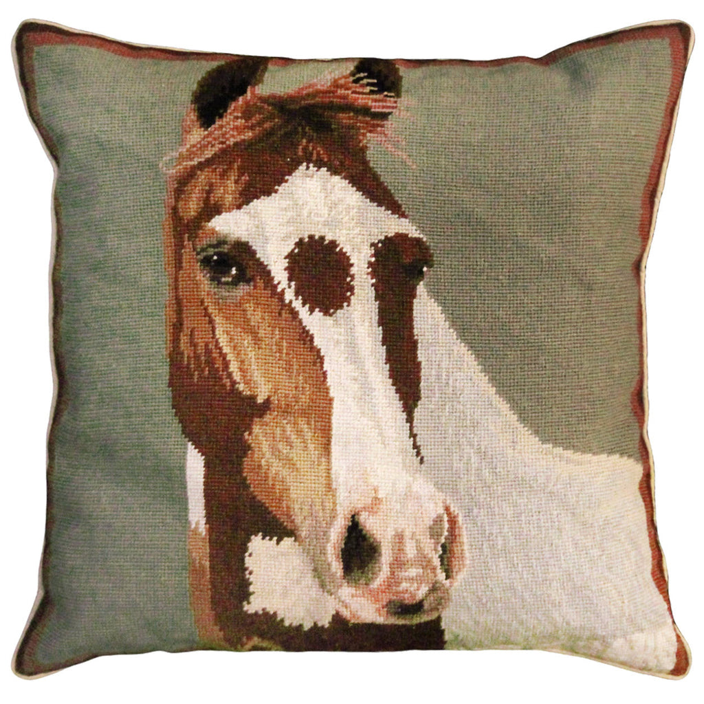 Red Paint Equestrian Horse Ranch Decorative Throw Pillow, Size: 20x20