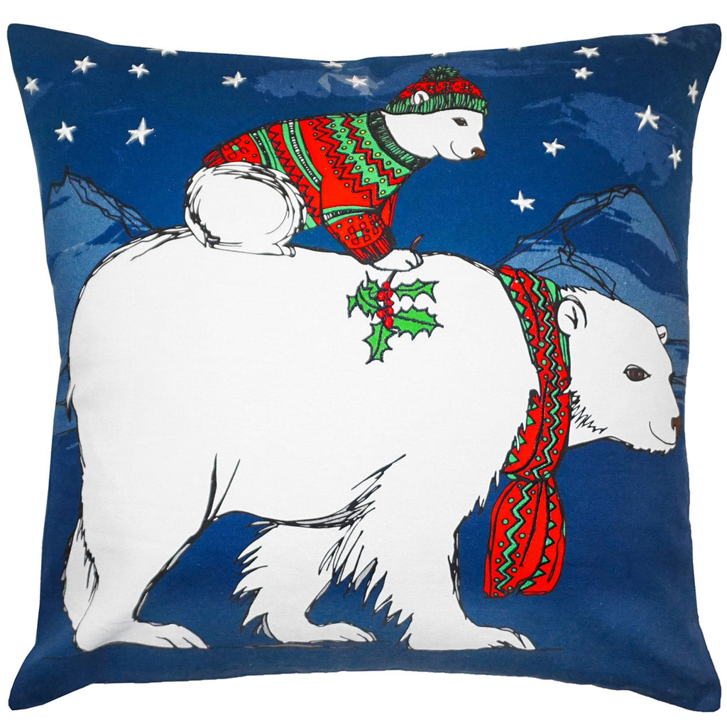 Red Polar Bear Holiday Throw Pillow, Size: 20x20