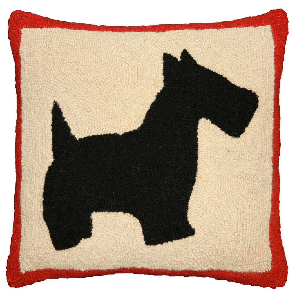 Red Scottish Terrier Decorative Hooked Throw Pillow, Size: 18x18