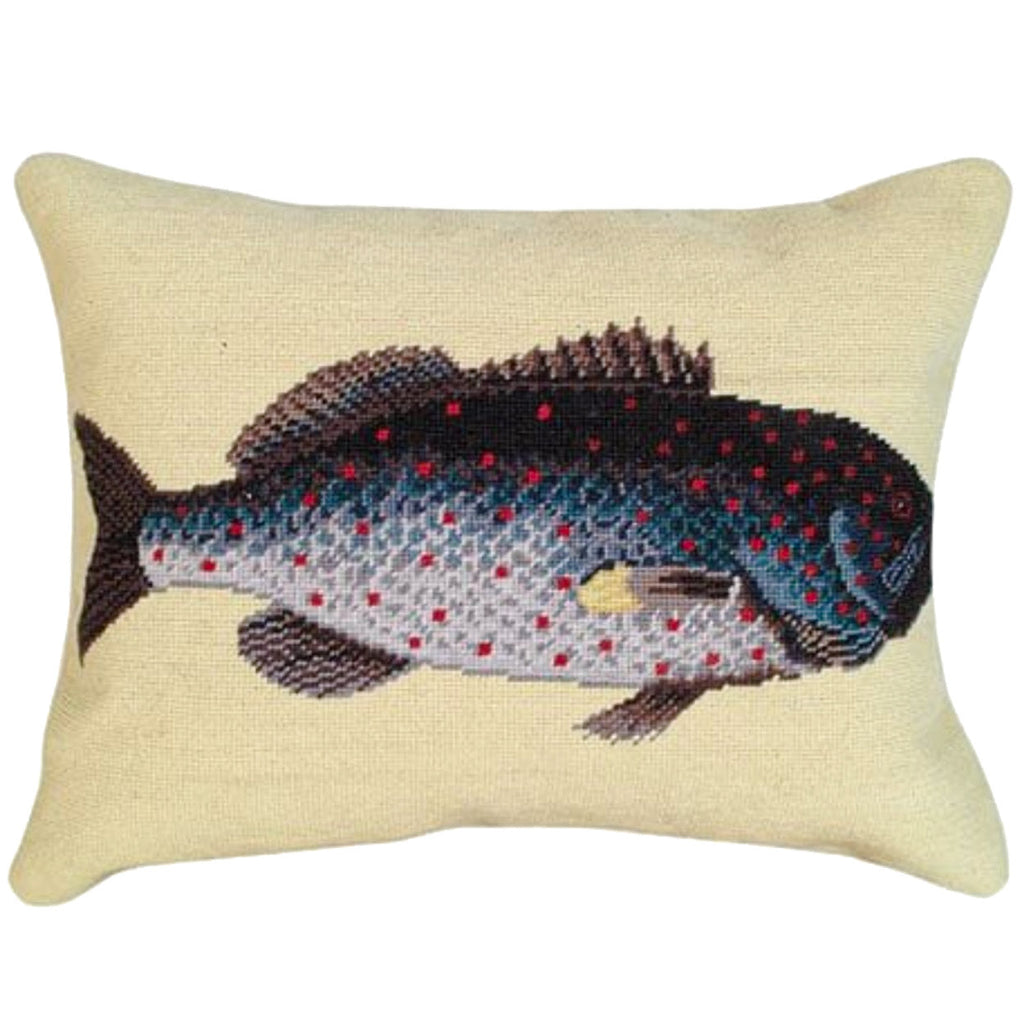 Rock Fish Wildlife Nautical Rustic Needlepoint Pillow, Size: 16x20