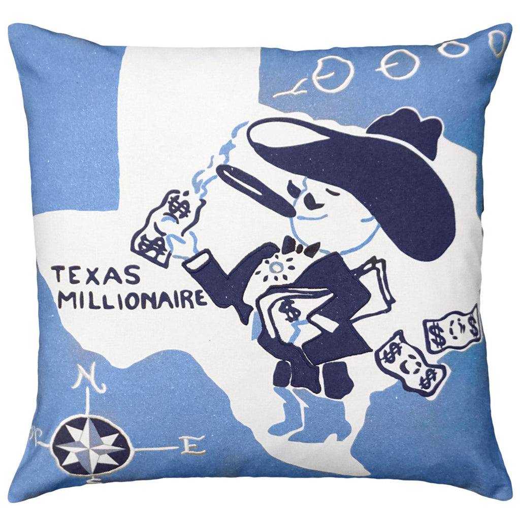 Texas Millionaire Cowboy Retro Design Pillow, Size: 20x20