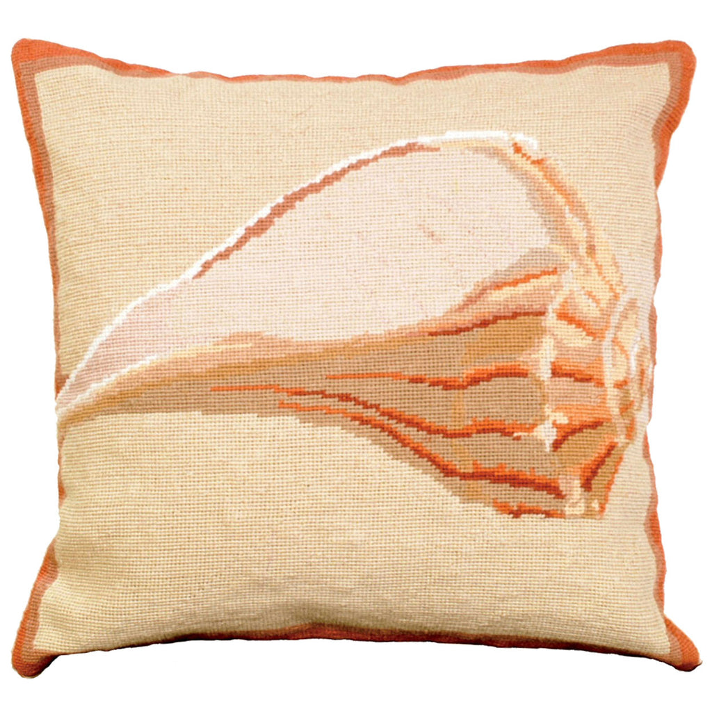 Whelk Shell Design Nautical Beach Needlepoint Throw Pillow, Size: 18x18