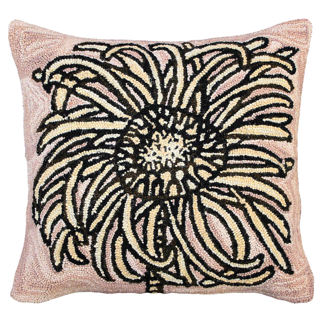 Yellow Abstract Flower Decorative Design Hooked Throw Pillow, Size: 20x20