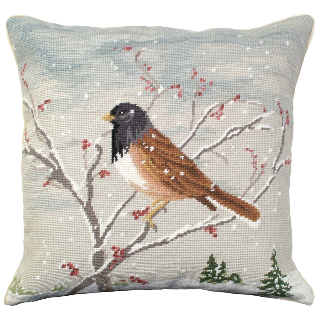 Winter Junco Bird Wildlife Lodge Decorative Throw Pillow, Size: 18x18