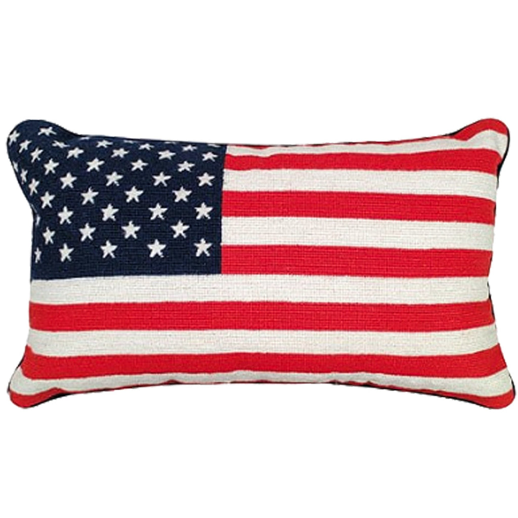 American Flag 4th of July Decorative Needlepoint Throw Pillow, Size: 12x21