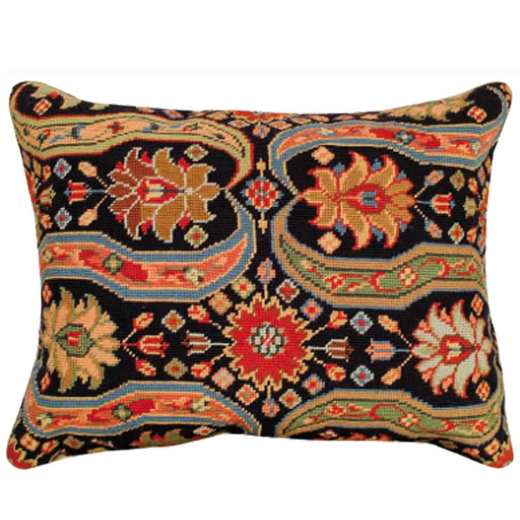 Ararat Turkish Artisan Geometric Blue Red Decorative Pillow, Size: 16x20