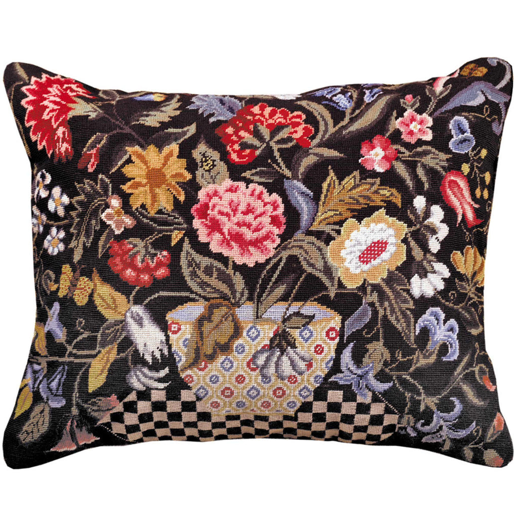 Artistic Orvieto Large Floral Ensemble Petit Point Needlepoint Pillow, Size: 16x20