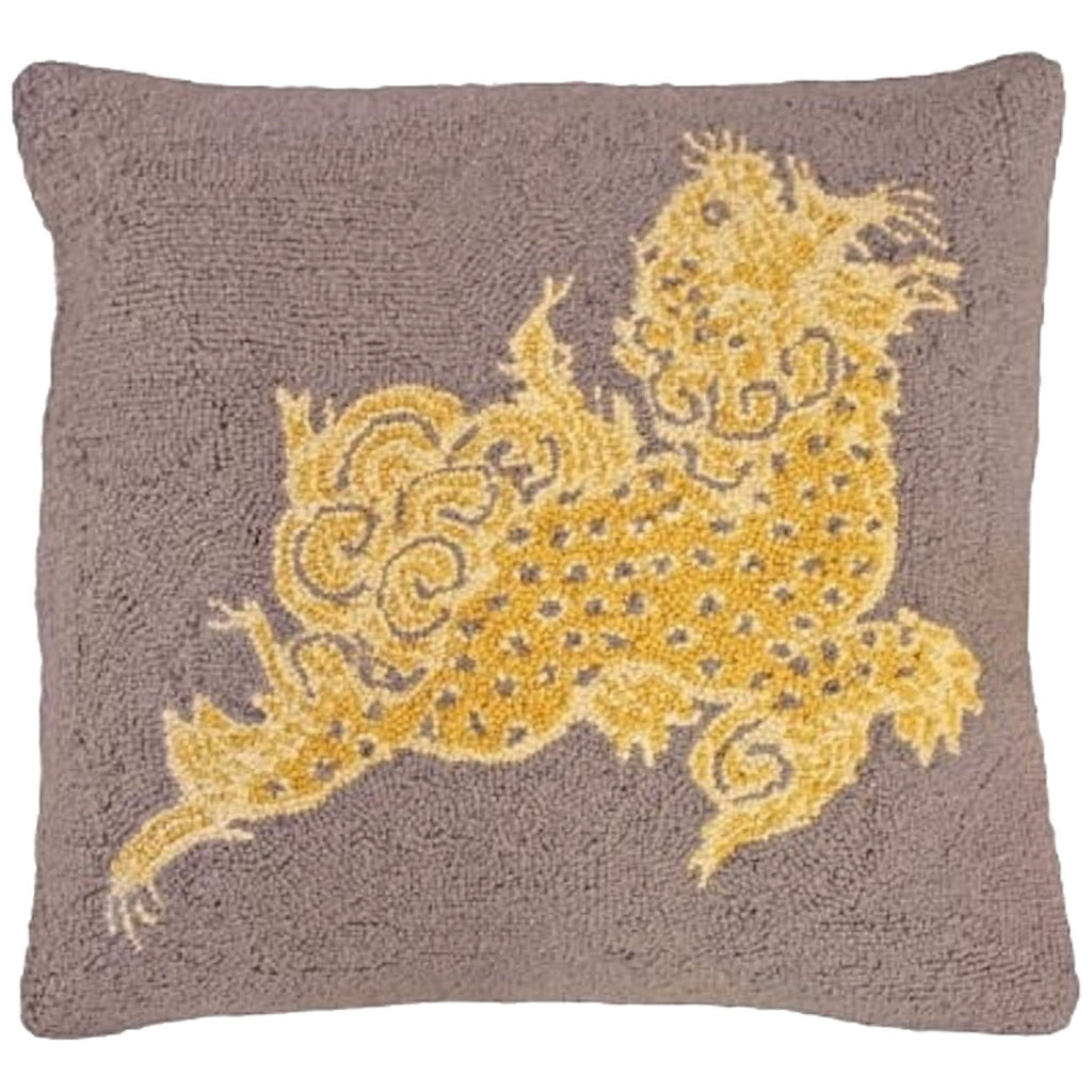 Beige Dragon Sepia Dunmore Dragons Hooked Pillow, Size: 20x20