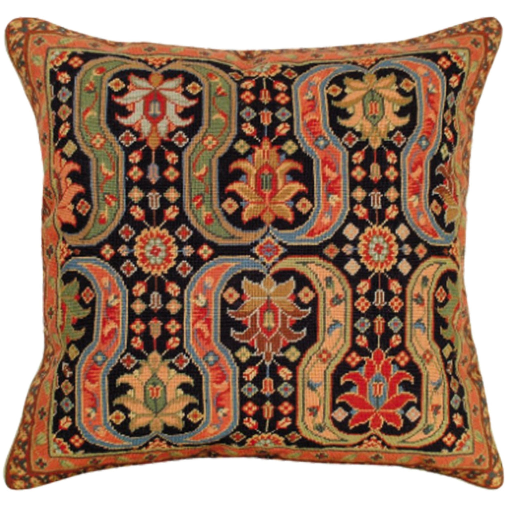 Blue Turkish Afshar Abstract Decorative Needlepoint Throw Pillow, Size: 18x18