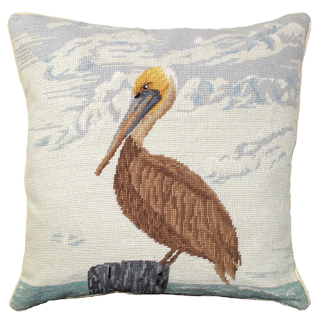Brown Pelican Nautical Coastal Throw Pillow, Size: 18x18
