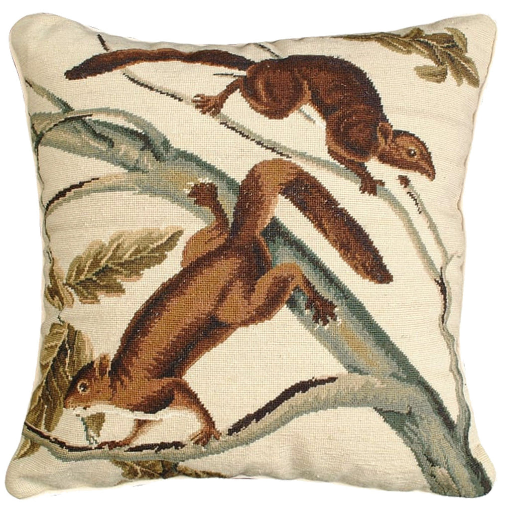 Brown Soft Haired Squirrel Wildlife Lodge Needlepoint Throw Pillow, Size: 18x18
