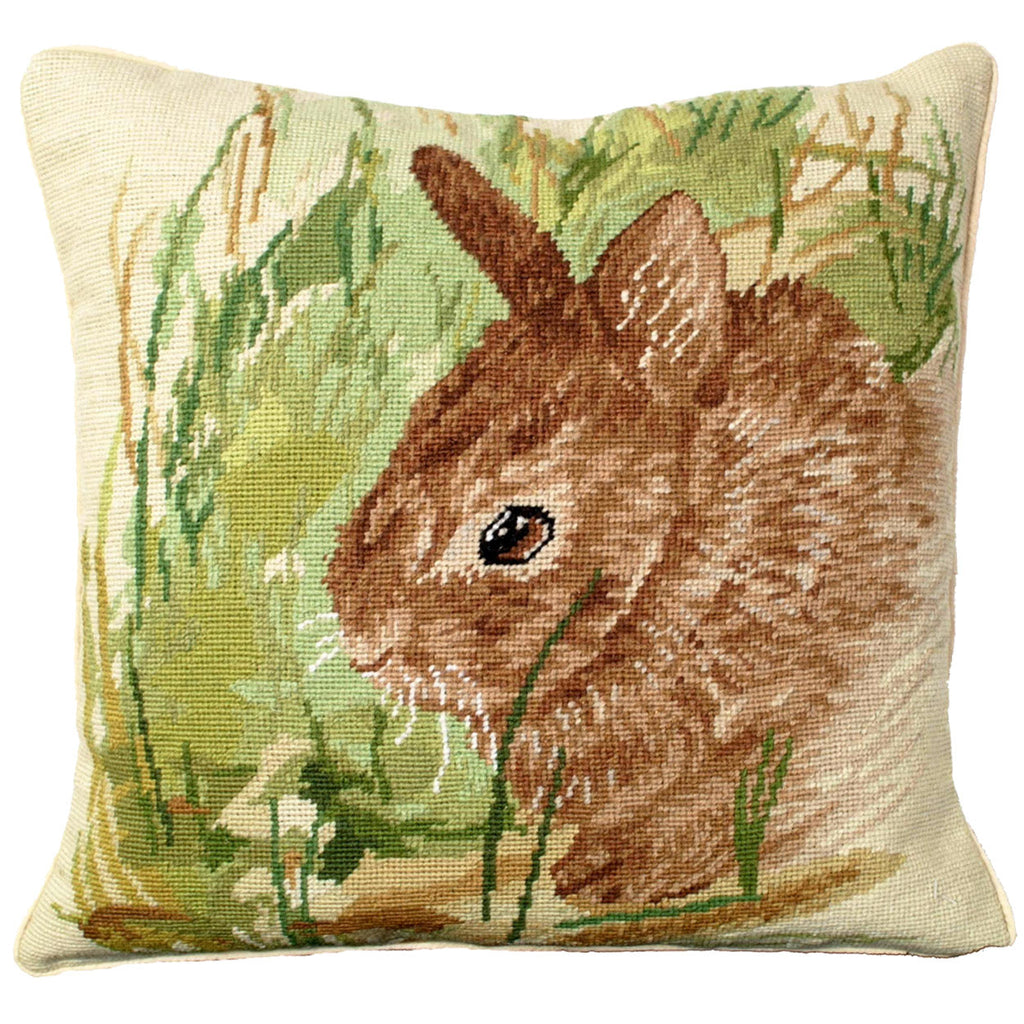 Brown Thumper Rabbit Grass Lodge Wildlife Throw Pillow, Size: 18x18