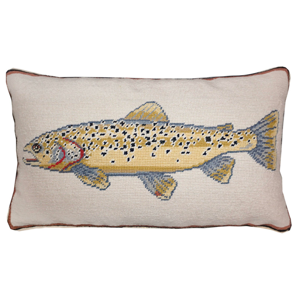 Brown Trout Swimming Fish Decorative Rustic Pillow, Size: 12x21