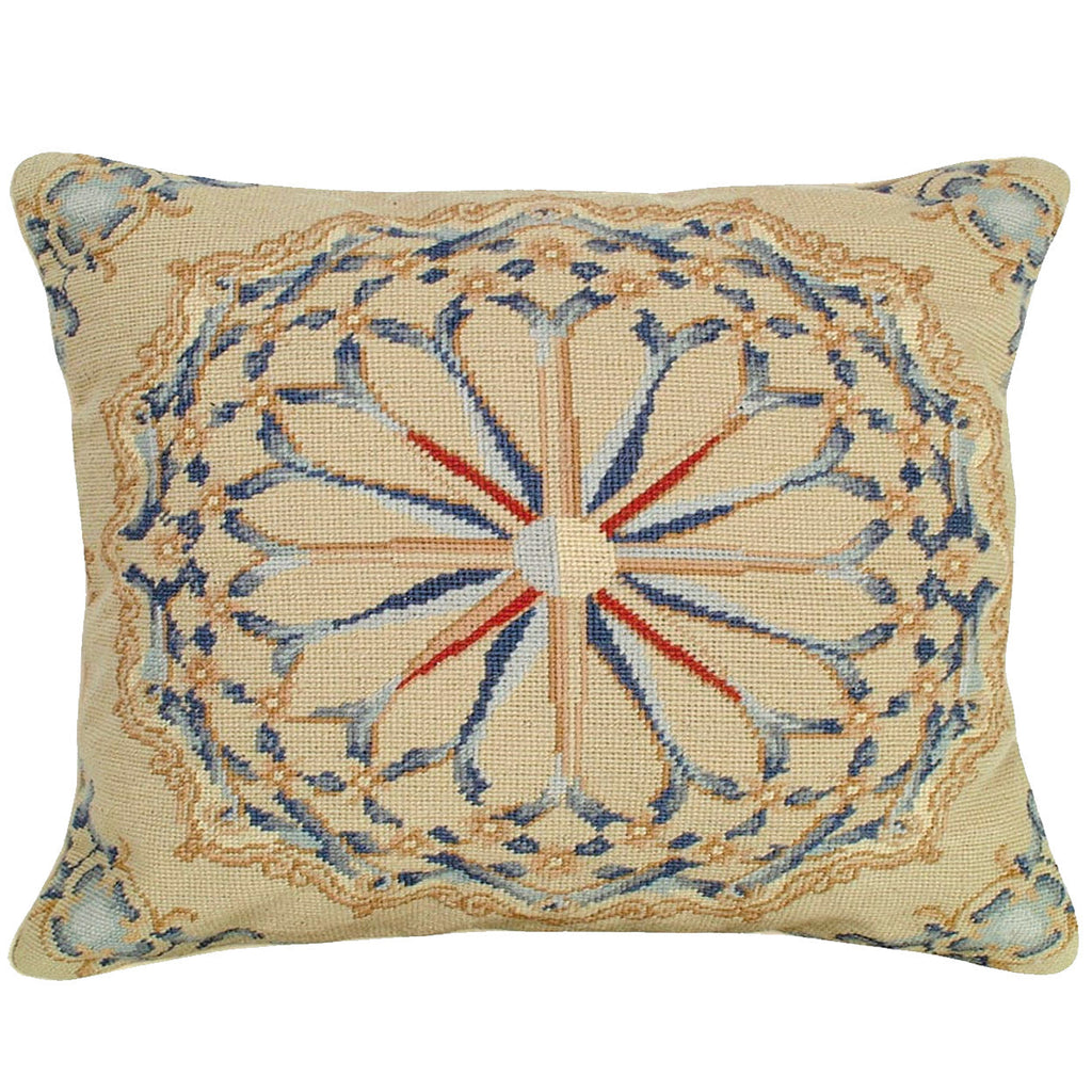 Classic Besserbian Circular Medallion Needlepoint Decorative Pillow, Size: 20x20