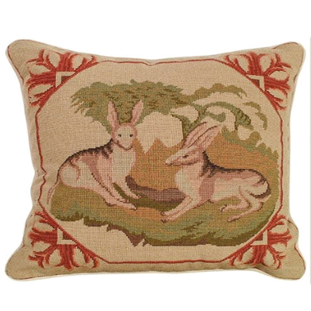 Classic Lancaster Hares Wildlife Decorative Needlepoint Throw Pillow, Size: 16x16