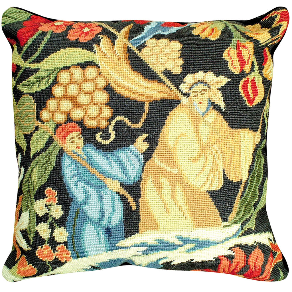 Classic Middle Age Tapestry Abstract Decorative Throw Pillow, Size: 18x18