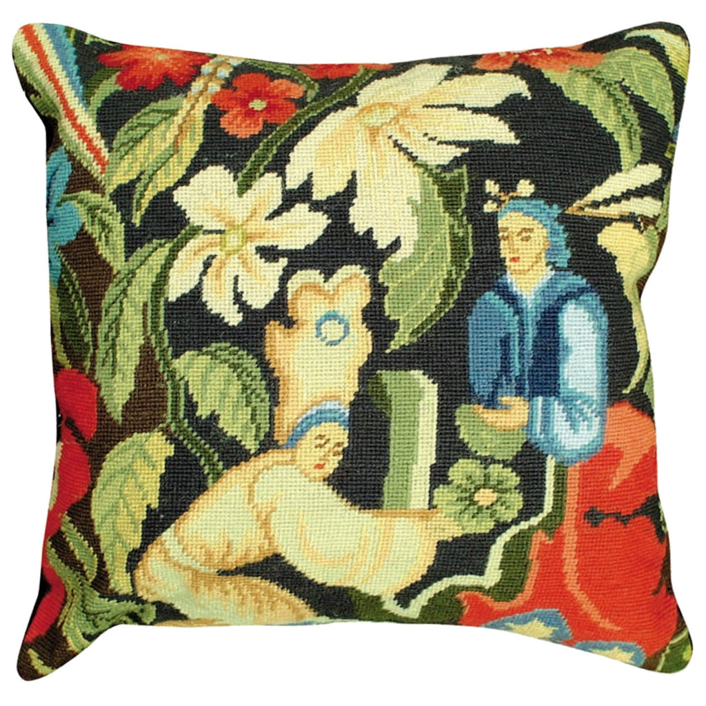 Classic Middle Age Tapestry Design Decorative Throw Pillow, Size: 18x18