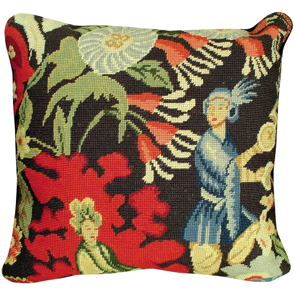 Classic Middle Age Tapestry People Decorative Throw Pillow, Size: 18x18