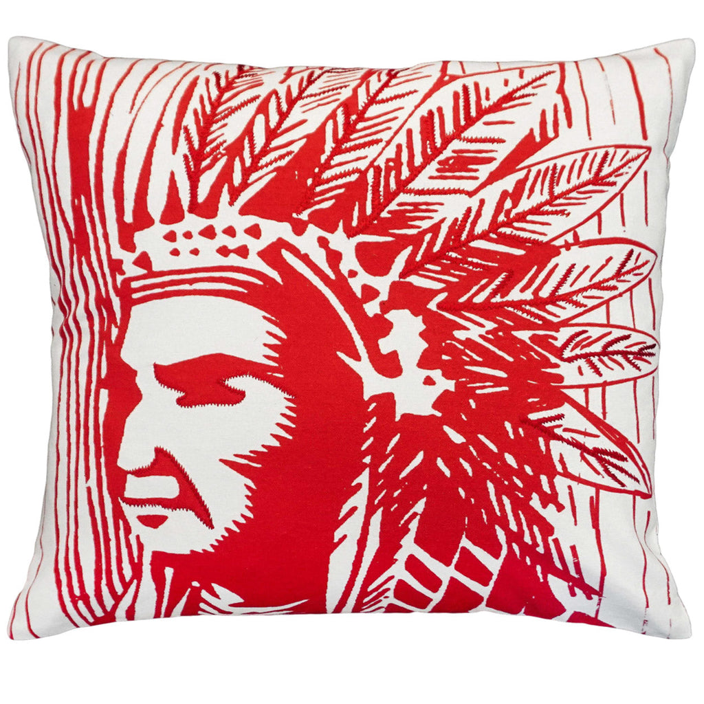 Classic Red Warrior Block Print Art Design Pillow, Size: 20x20