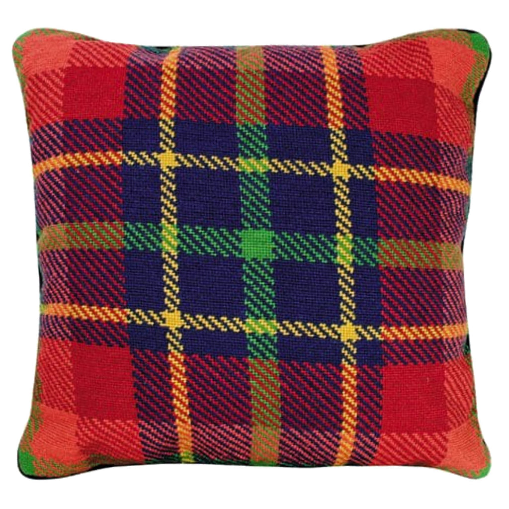 Classic Van Campen Red Plaid Design Needlepoint Pillow, Size: 20x20