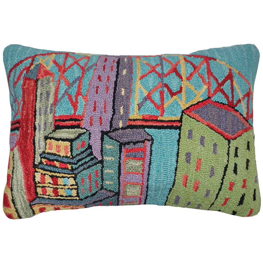 Colorful Fun City Decorative Hooked Throw Pillow, Size: 16x20