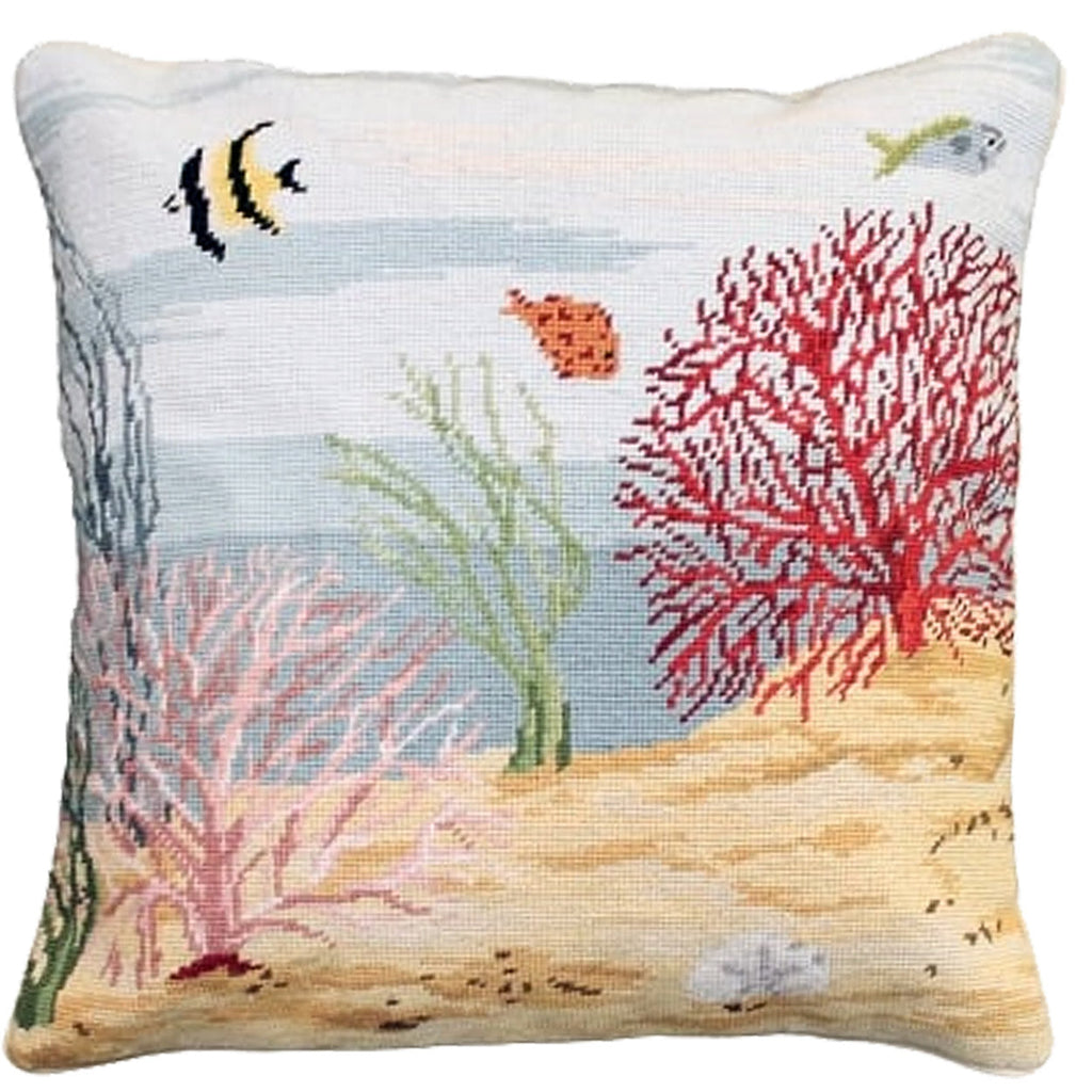 Coral Reef Ocean Nautical Fish Decorative Throw Pillow, Size: 18x18